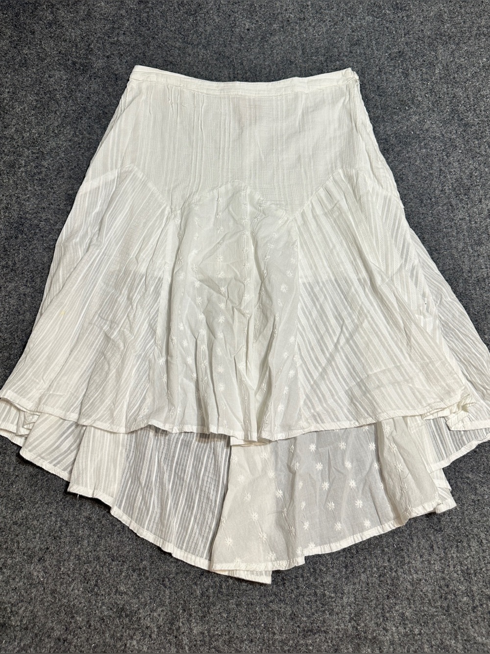 Faded Glory white cotton asymmetric handkerchief hem midi skirt